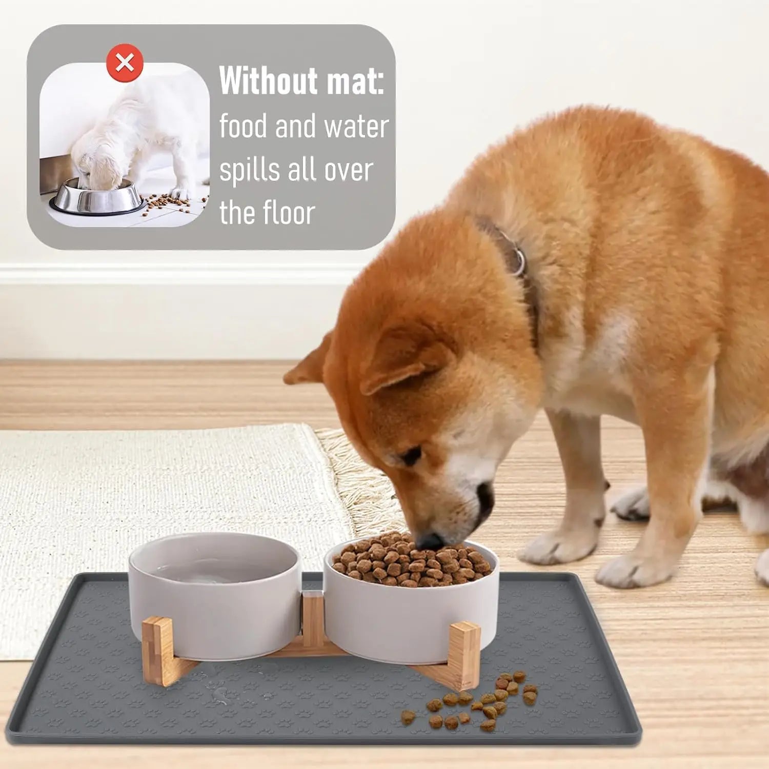  Dog and Cat, Mat for Prevent Food and Water Overflow