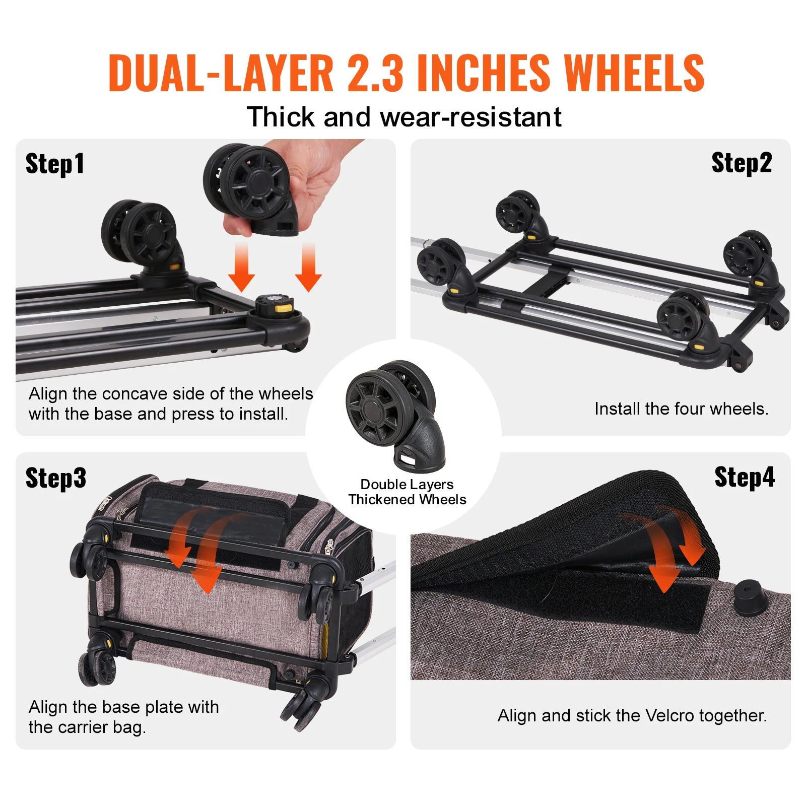 Telescopic Handle Wheels and Shoulder Strap for Travel Trip 